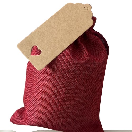100 Paquets de Grands Sacs en Toile de Jute 3 x 4 Pouces avec Cordon, Vin Durable Jute Rouge... - Photo 4/7