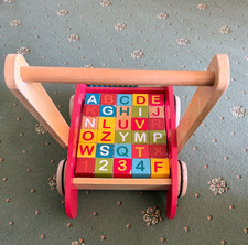 Colourful Wooden Baby Walker With 30 Wooden Blocks.