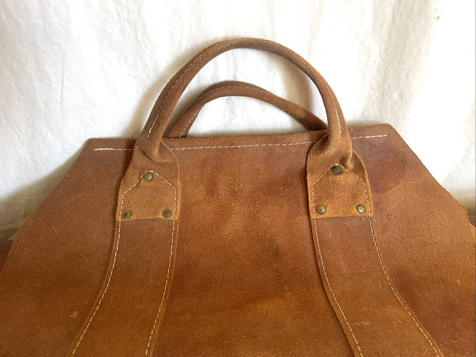 Genuine Leather Firewood Carrier Dual Handles 36”x 17” Solid Stitching - Image 3 of 4