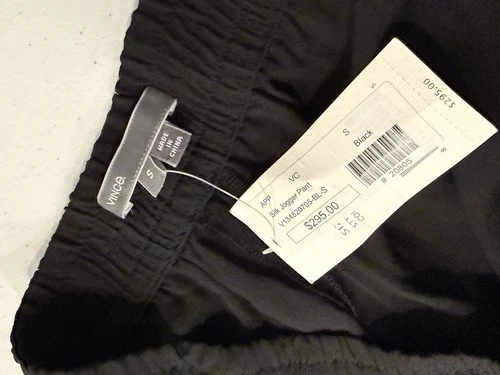 NEW $295 Vince 100% Silk Jogger Pant Women's Small (29x31) Black Pull On Luxury