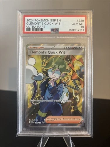 PSA 10 💎 GEM MINT Pokemon Surging Sparks Clement’s Quick Wit Ultra Rare 229/191