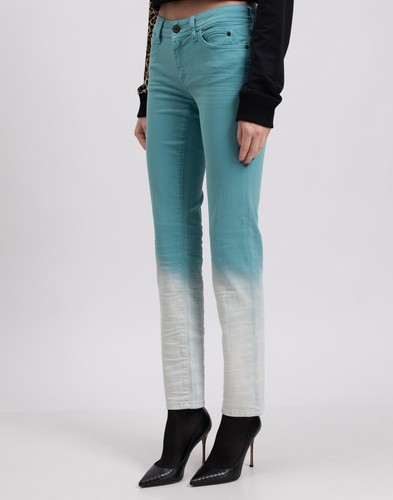 RRP €250 JUST CAVALLI Jeans W26 Stretch Light Crumpled Dip Dye Zip Fly Slim Fit - Picture 5 of 9