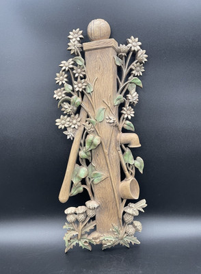 VTG Burwood Floral Wall Plaque Thistle Cottagecore Rustic Farmhouse 18  tall