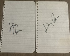 (2) Lindsay Carson Hand Signed Auto Autograph Philadelphia Flyers Notepad Page