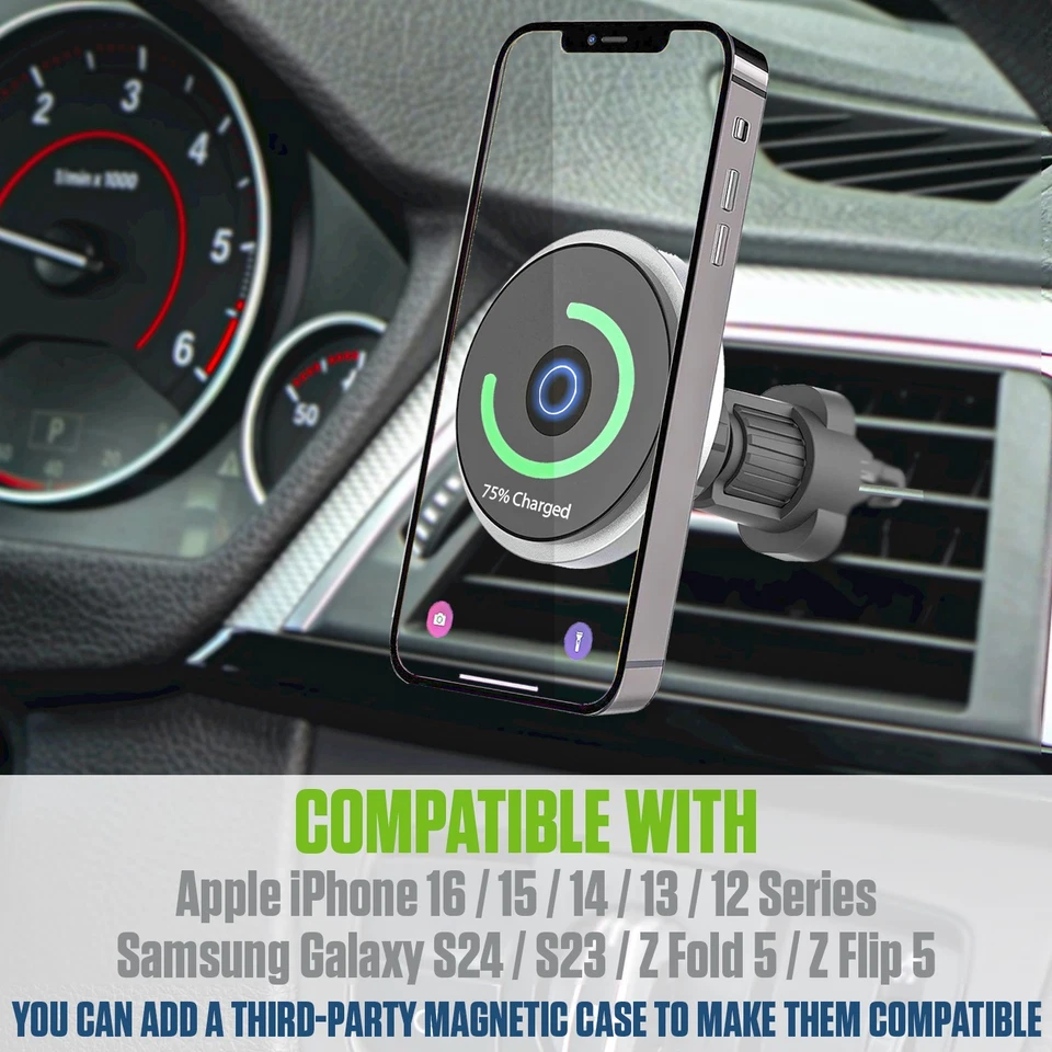 Magnetic Air Vent Cell Phone Holder & Charger Compatible with MagSafe Phones - Image 2 of 4