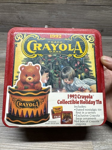 Vintage 1992 Crayola Crayon Collectors Tin Christmas Box 64 Crayons - New Sealed - Picture 7 of 7