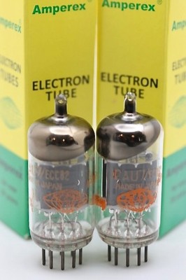 12AU7 ECC82 M-PAIR TUBES RARE AMPEREX MULLARD Tokyo Japan NOS by