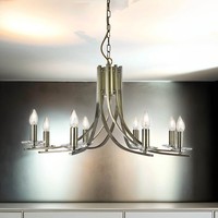 Kronleuchter HäNgelampe Wohnzimmer In Messing Antik 8-Flammig E14 Metall Modern