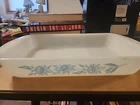 Vintage Glasbake 263 lasagna pan Blue Thistle milk glass casserole dish