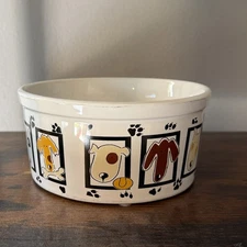 Ceramic Dog Bowl 6X2 Cartoon Dogs Design Pet Bowl White
