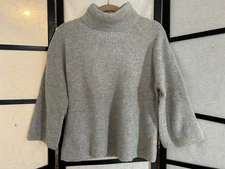 Rachel Zoe Women's Mock Neck 100% Thick Cashmere Ribbed Sweater Gray Size: L
