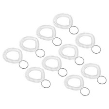 50pcs Spiral Wrist Coil Keychain Wristband Wristlet Key Ring, Clear White