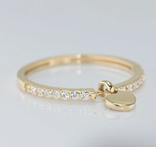 Gold Heart Charm Ring Real Gold Dainty Heart ...