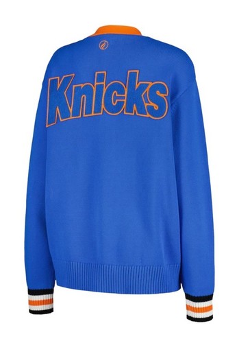 New York Knicks FISLL Blue Chenille Letterman Cardigan Sweater Women's 2XL Kith - Picture 2 of 8