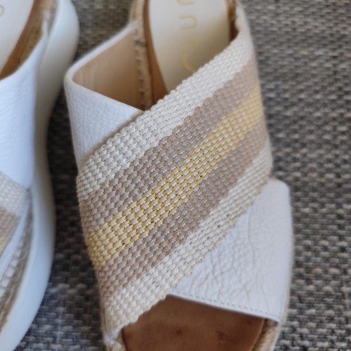 UNISA White Tan Suede/Fabric Mix 'Basile' Platform Espadrille Slides/Sandals 38 - Picture 7 of 16