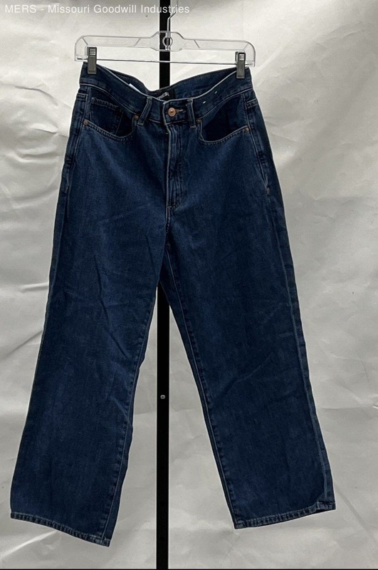Express Women's Blue Jeans Original Cropped Wide Leg High Rise Dark Wash Sz 6