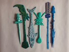 Tiki Bar Swizzle Sticks Pack Teal And Blue Hues Grass Skirt B-Rex Hidden Harbor