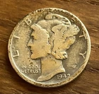 1942-D Mercury Dime – Denver – Winged Liberty – WWII Era – 90% Silver