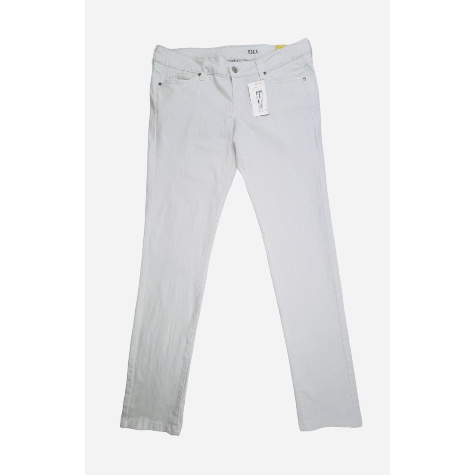 NEW MNG by Mango Ella Jeans Womens 12 White Slim Fit Low Rise