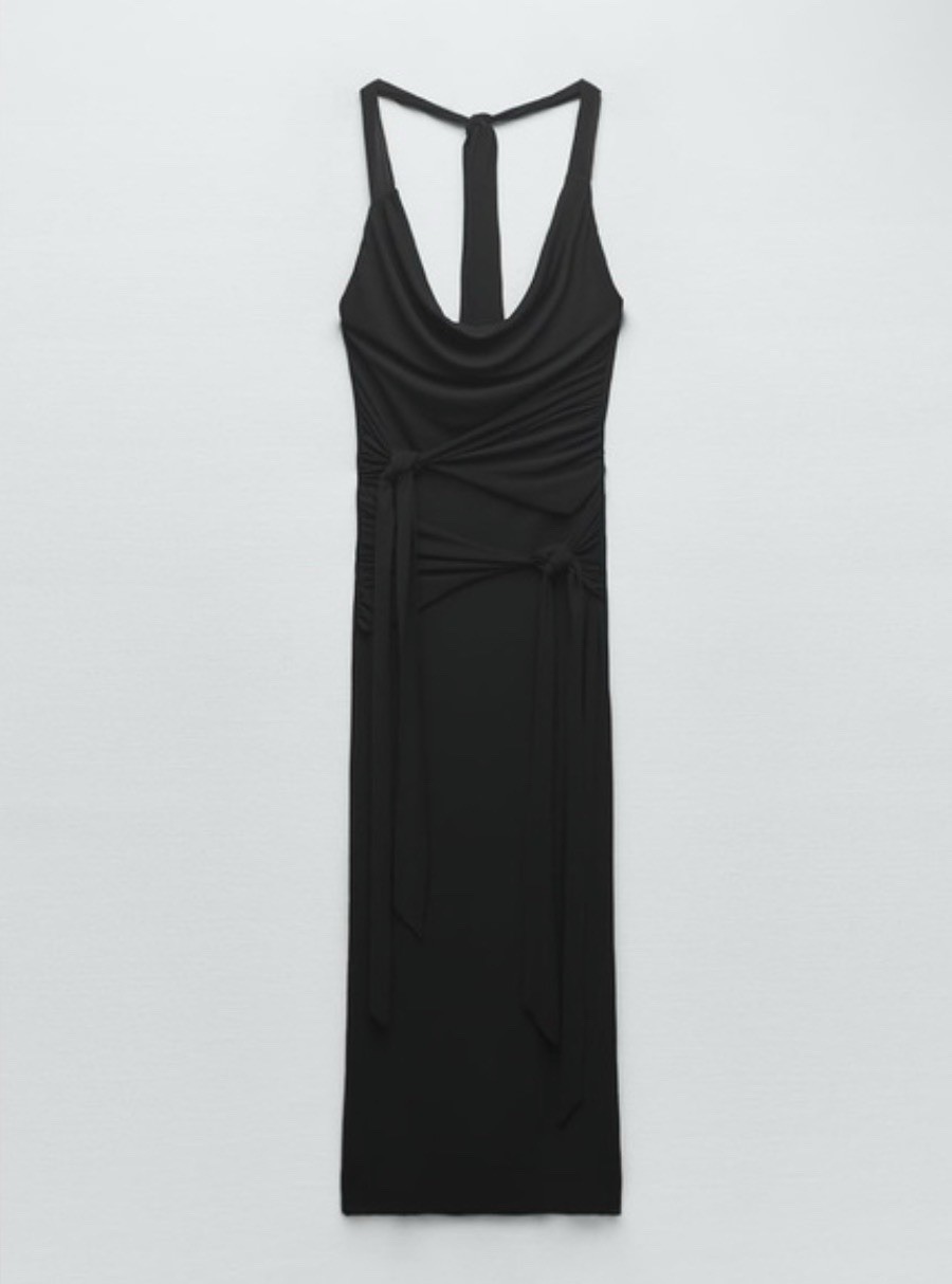 ZARA Long Knotted Dress Black Women’s Size M New With Tags