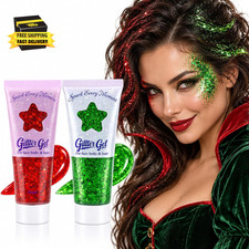 Christmas Body Glitter,Face Glitter Gel,Sparkly Chunky Hair Glitter                