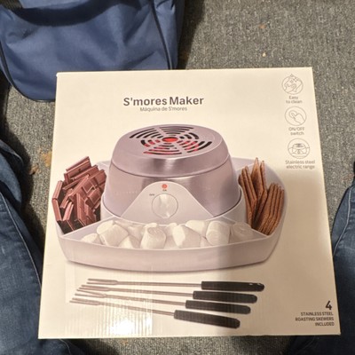 Stainless Steel Electric S'mores Maker with 4 Roasting Skewers, Easy to Clean