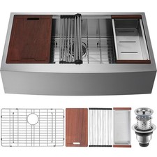 VEVOR 33" Top Mount Farmhouse Kitchen Sink Single Bowl Basin 304 Stainless Steel