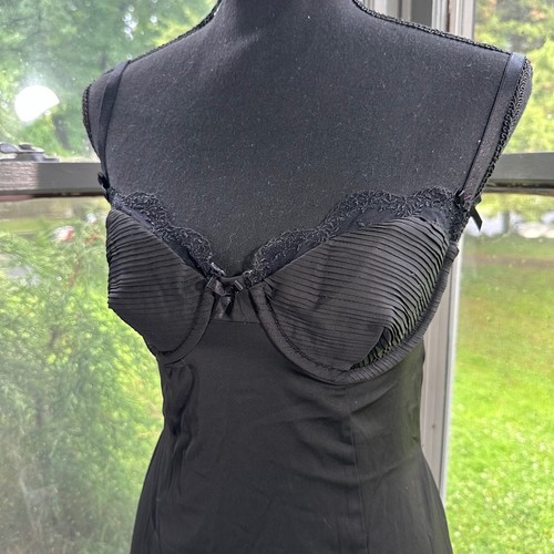 For Love & Lemons VS Black Lace Trim Mini Slip Dress Lingerie womens size Small - Picture 3 of 8