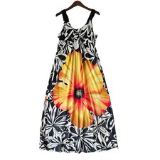 SOHO Apparel Maxi Dress Size 8 Black White Floral Sunflower Sleeveless