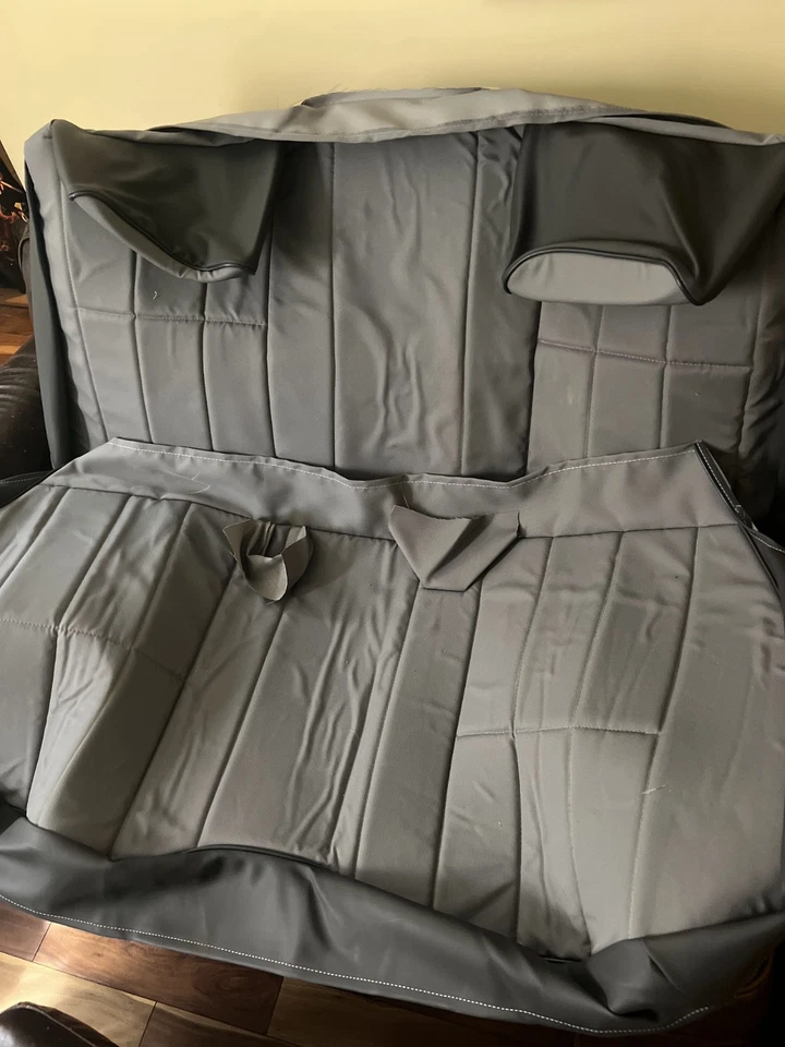 Fundas de asiento de banco para camioneta TOYOTA 1987-94 VINILO GRIS (Lg. centro recortado) Foto 4 de 4