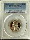 1959 SILVER PROOF WASHINGTON QUARTER PCGS PR67 CAM, NICE CAMEO CONTRAST