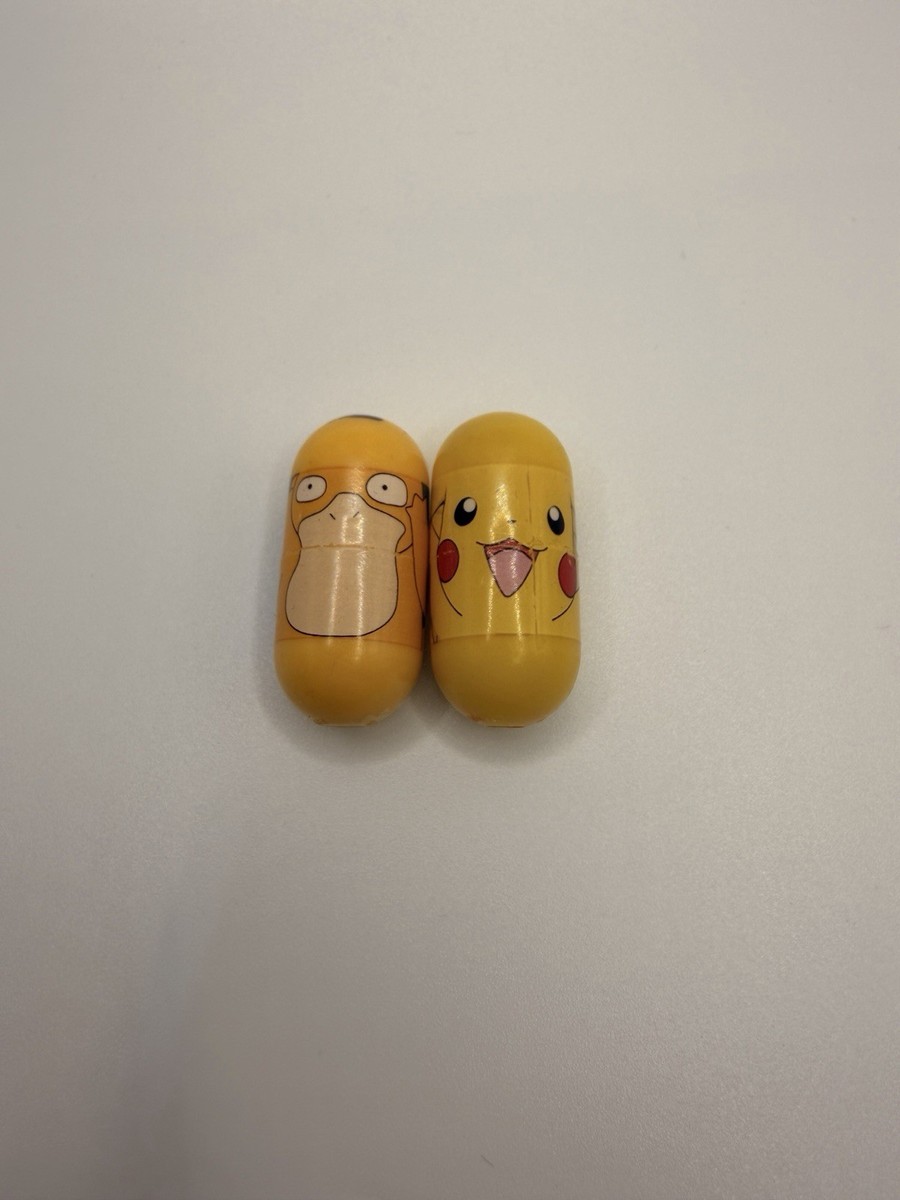 Pokémon Mighty Beanz Pikachu #1, Psyduck #24 (2004 Vintage Moose