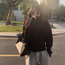 Lady Knitted Cardigan Sweater Coat Winter Warm Lapel Zipper Jacket Sweater Solid