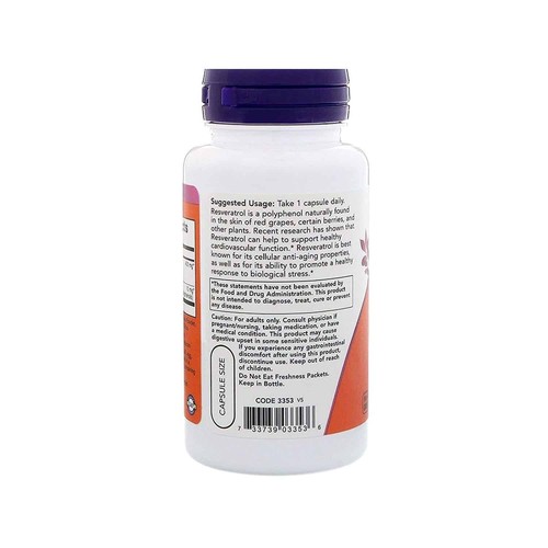 NOW FOODS Natural Resveratrol 200mg 60 vegetarische Kapseln - Bild 4 von 5