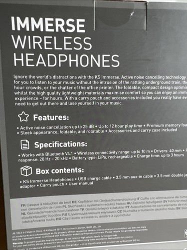 KitSound Immerse 55 Auriculares Inalámbricos Bluetooth Sobre la Oreja ANC Negros TOTALMENTE NUEVOS - Imagen 10 de 10