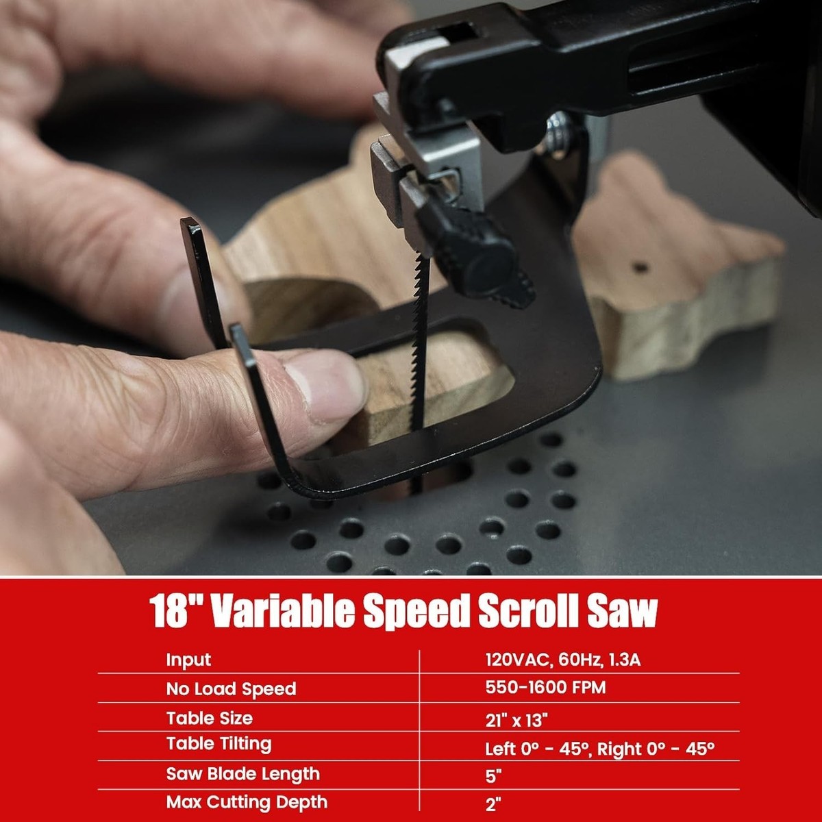 Bucktool 1.3A 18 Inch Variable Speed Scroll Saw with Rotating Saw
