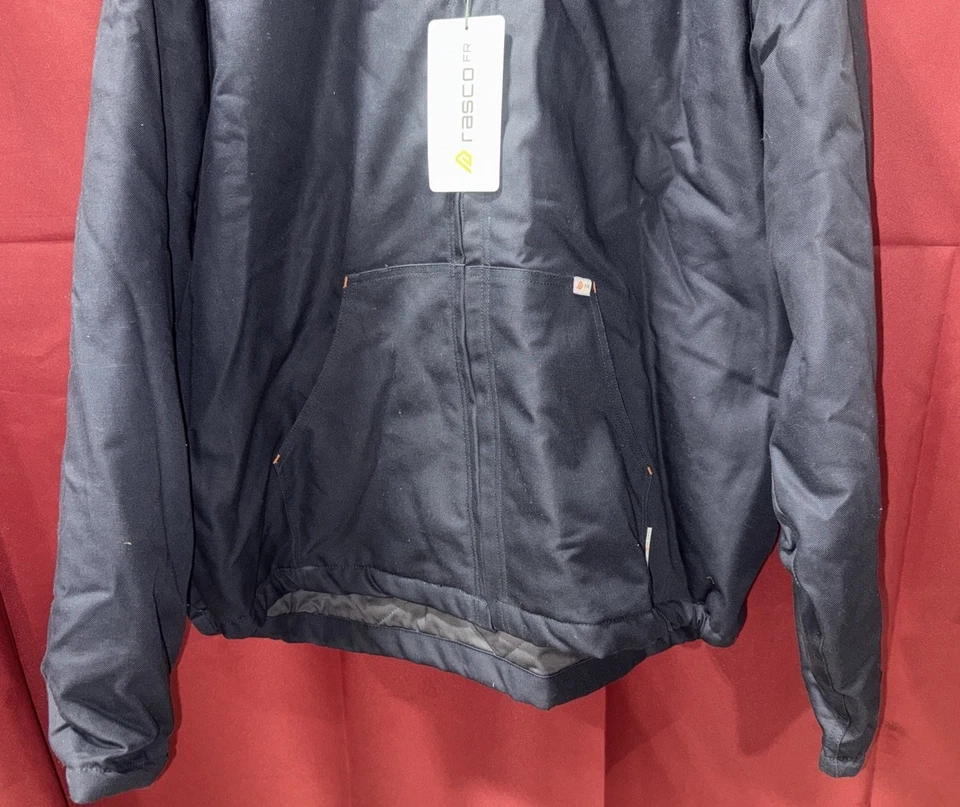 Rasco FR Men's Quilted Flame Resistant Twill Hooded Jacket 3XLT Navy Blue NWT - Image 3 of 4