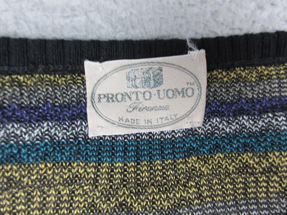 VINTAGE Pronto Uomo Sweater Mens Adult Large Black Grandpa Knit Outdoors Italy - Image 4 of 4