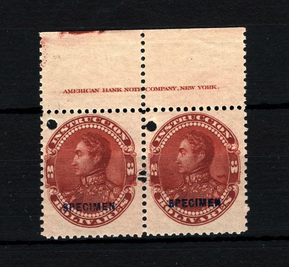 VENEZUELA Bolivar SPECIMEN 3b Postal Fiscal ABNCo IMPRINT PAIR UMM MNH SS3517 - Image 3 of 4