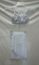 Eifiel White Sequin Lyrical / Ballet dance costume Child Medium