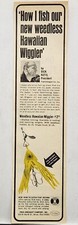 1965 Fred Arbogast Weedless Hawaiian Wiggler Fishing Original Print Ad Akron OH