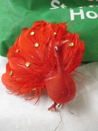 Vintage felted Christmas Ornament red Peacock Bird #31 - Photo 1/3