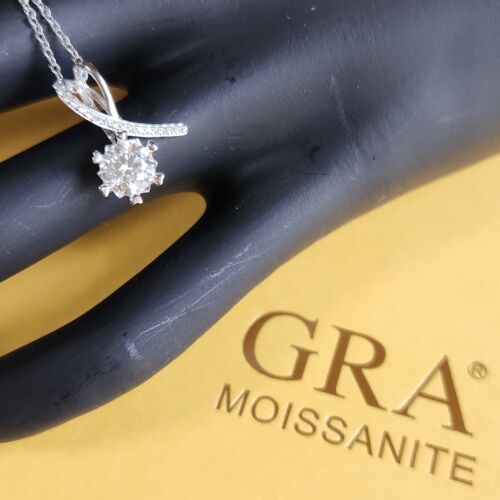 MOISSANITE Gold Plated Love HEART Pendant Passes Test Solid 925 Sterling Silver