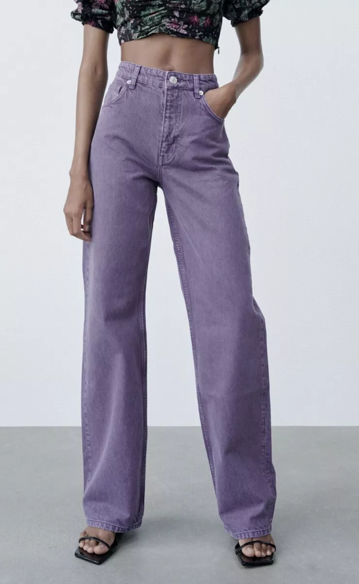 Grey Lab Color Wash Wide Leg Jeans in Purple