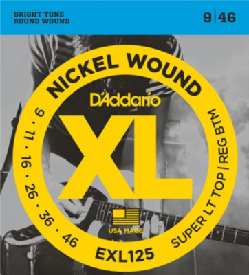 D'Addario Nickel Wound, Super Light Top, Regular Bottom, 9-46 Electric Guitar St
