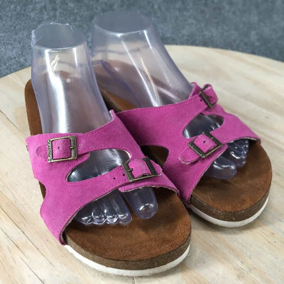 Bearpaw Sandals Womens 10 Jaycee Slip On Sides Pink Comfort Buckle Flats Sherpa Foto 3 de 4