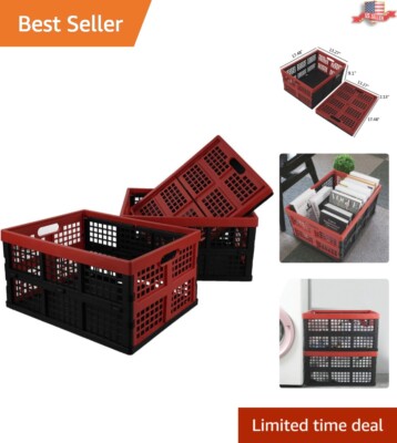 3 Packs Stackable Collapsible Storage Bins - 34 Quart Capacity - Multi-Purpose