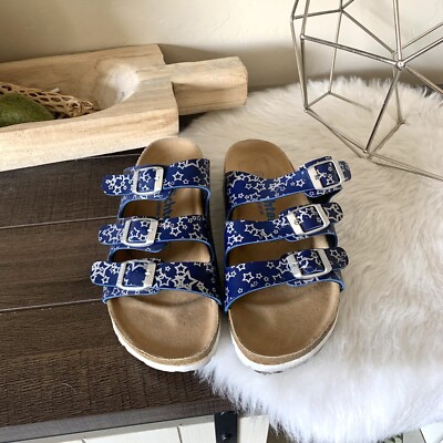 Richter 3 Strap Sandals Size 37 Eu 5 US Blue With Stars