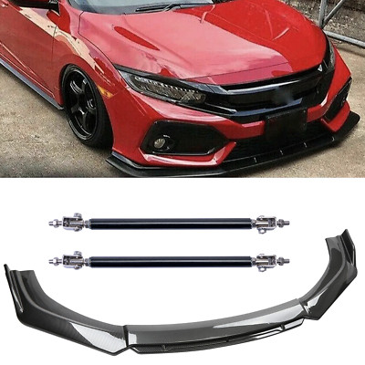 Carbon Fiber Black Front Bumper Lip Chin Body Kit Spoiler For Chrysler 200 11-17
