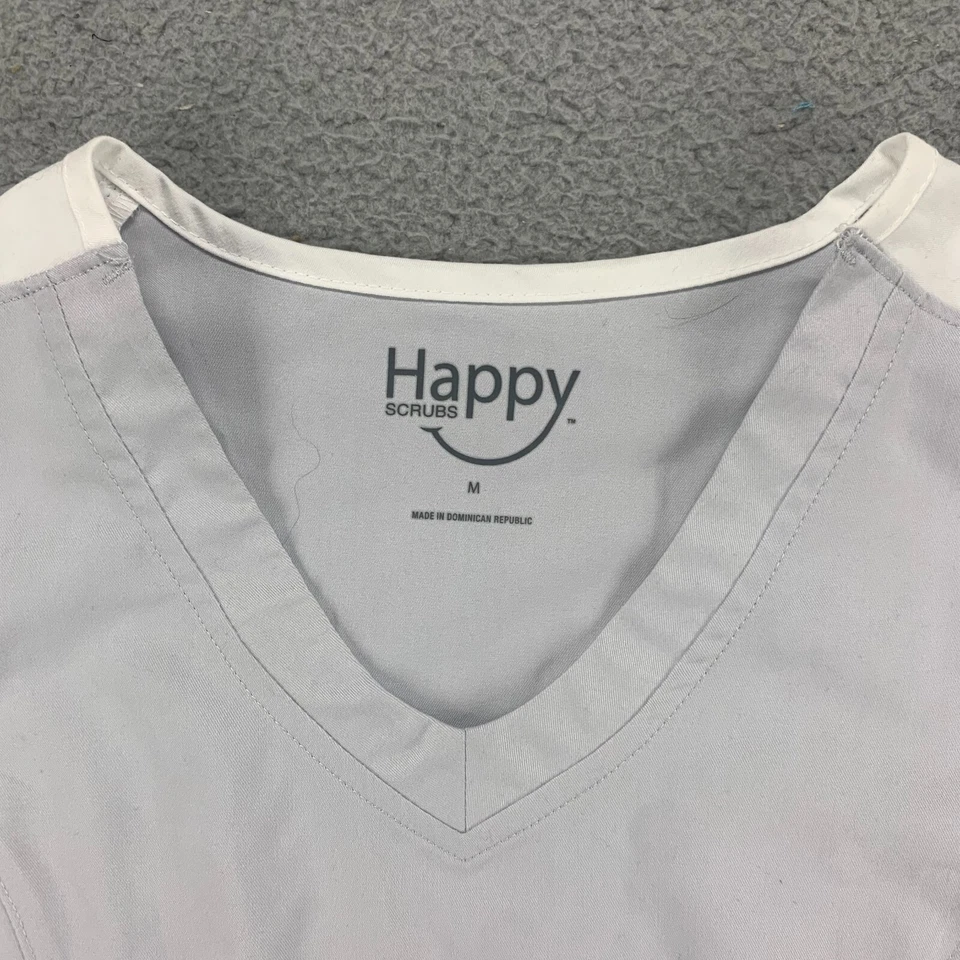 Blusa Médica Happy para Mujer Gris Medio Bolsillo Enfermera Manga Corta Ropa de Trabajo Médica Foto 4 de 4